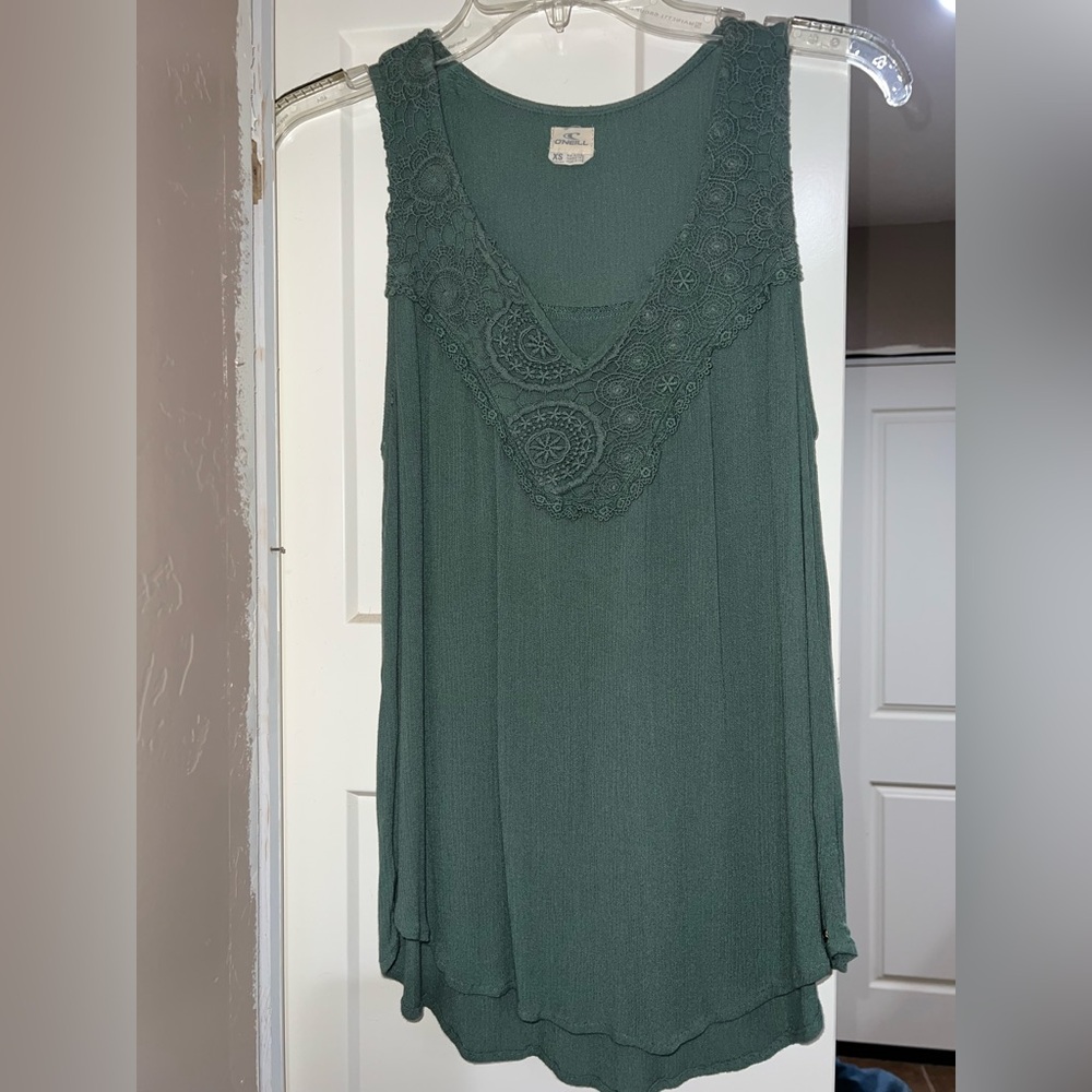 O’Neill Green Sleeveless Top with Lace Detail